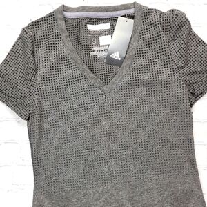 adidas Gray Short Sleeve V-Neck Perforated Women's Tee